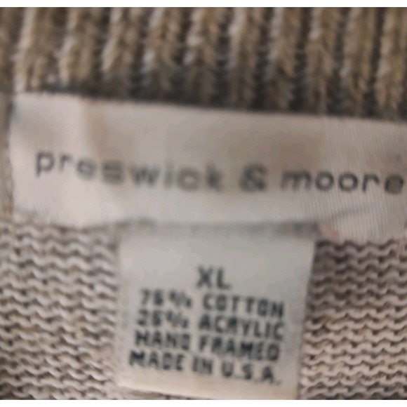 VINTAGE Preswick&Moore‎ Sweater Womens Large Brown Ribbed 100% Shetland Wool - Picture 4 of 5